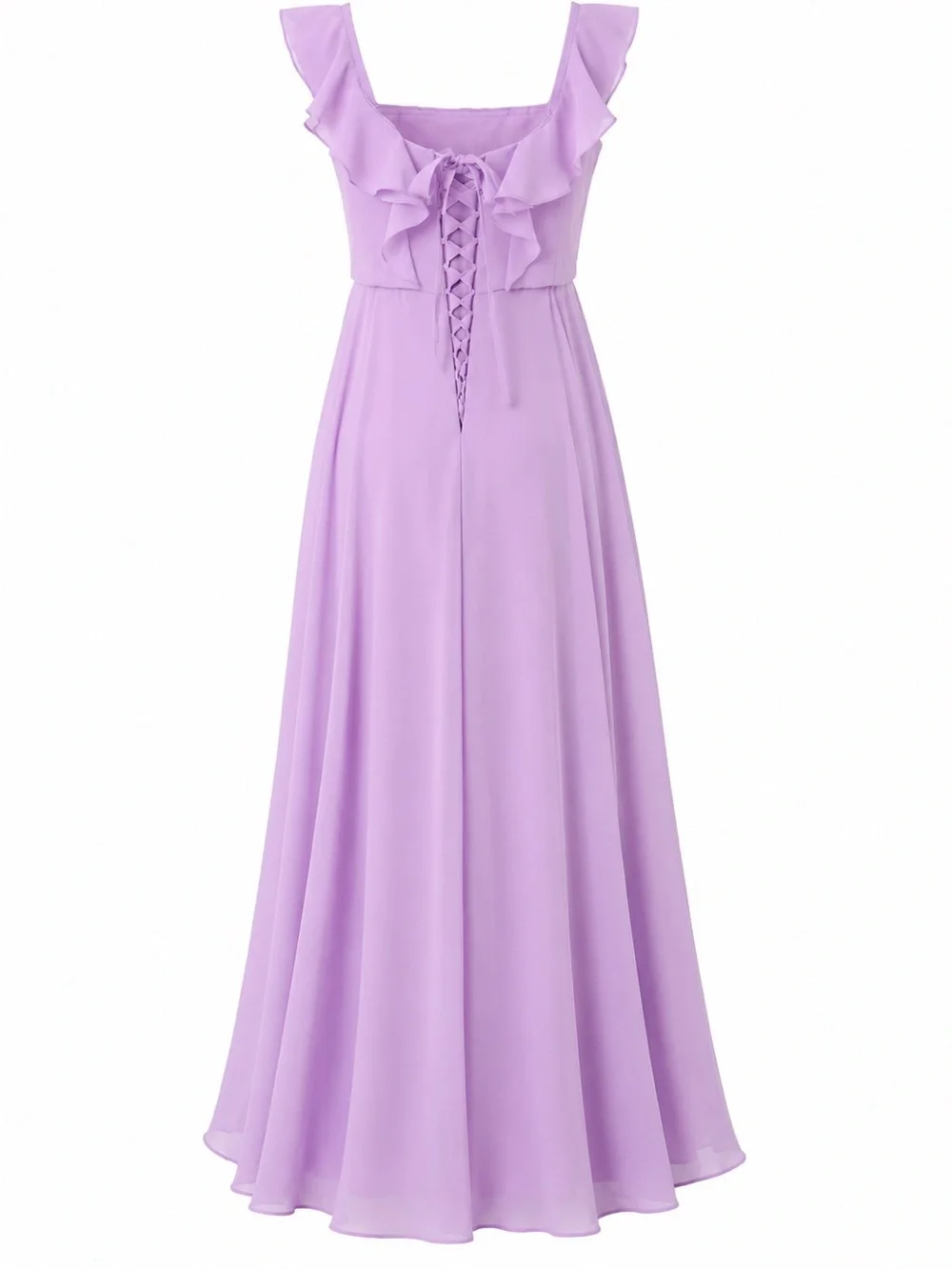 Lavender Chiffon Ruffle Slit Corset Maxi Formal Gown Size 4 NWOT